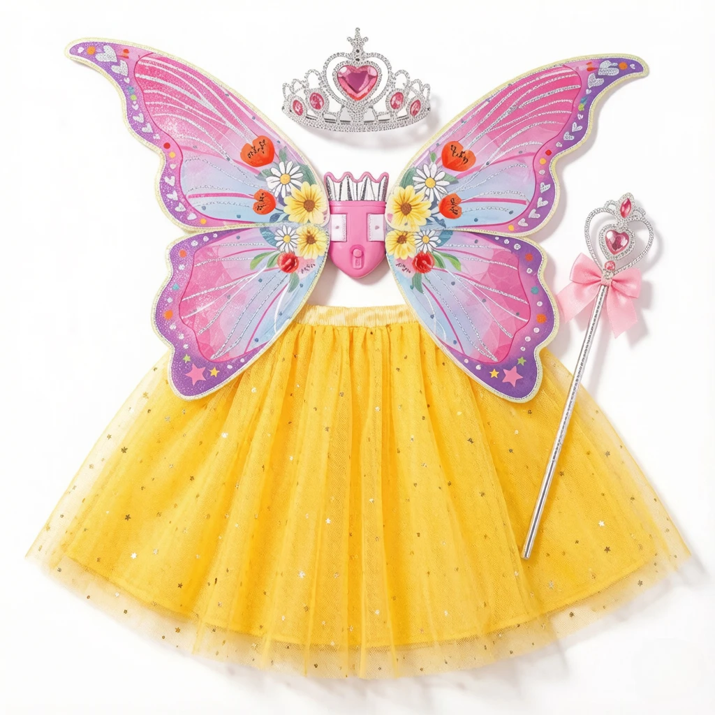 

32Pcs Light Up Electric Butterfly Fairy Wings, movable angel back ornaments, photo prop gift for girls’ performance & birthday