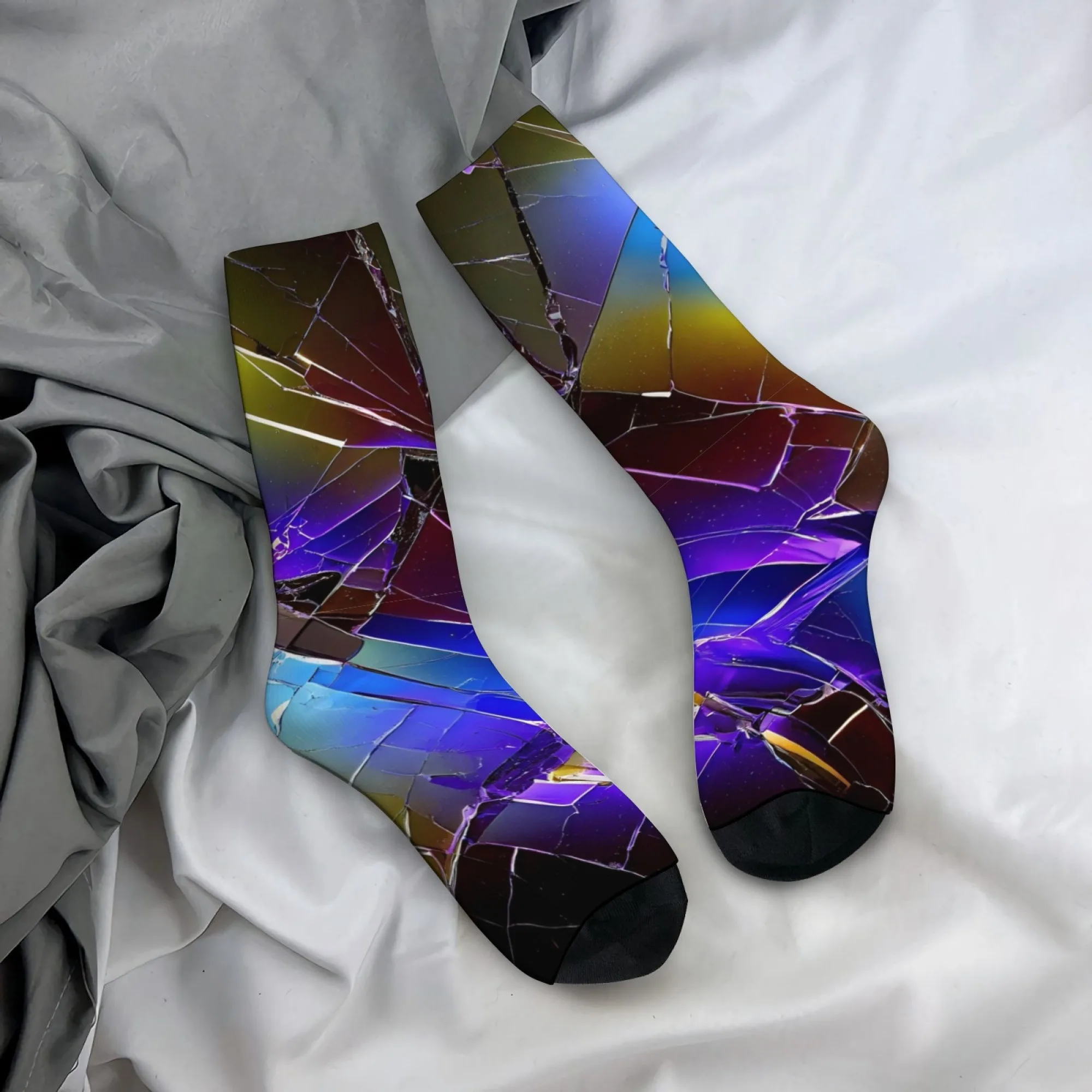 Colorful Shattered Glass Socks Soft Comfortable Skin-friendly Men's Socks Outdoor Sports Fitness Street Fashion Novelty Socks