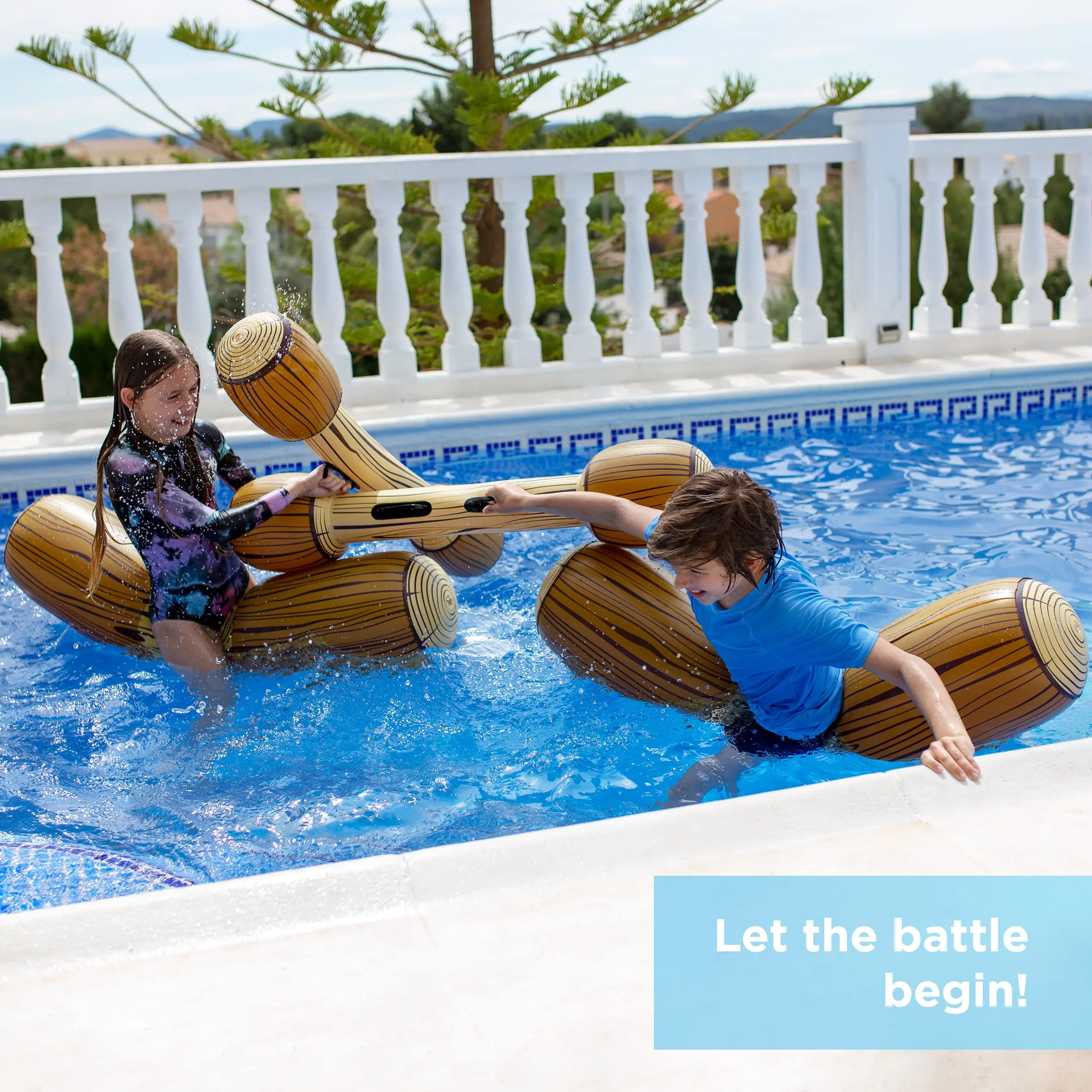 シミュレートされたダブルヒットスティックスイミングリング,木製フローティングドレンゲーム,エンターテインメントおもちゃ,インフレータブルカヌー,厚いPVC