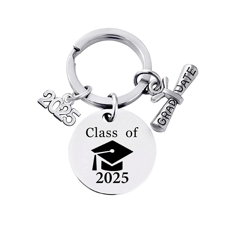 

2025 Round Graduation Season Stainless Steel Keychain Commemorative Gift For Classmates Friends
