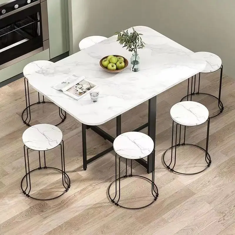 Foldable Home Dining Table, Office Desk Multifunctional Movable Table Simple Modern Kitchen Retractable Rectangular Table