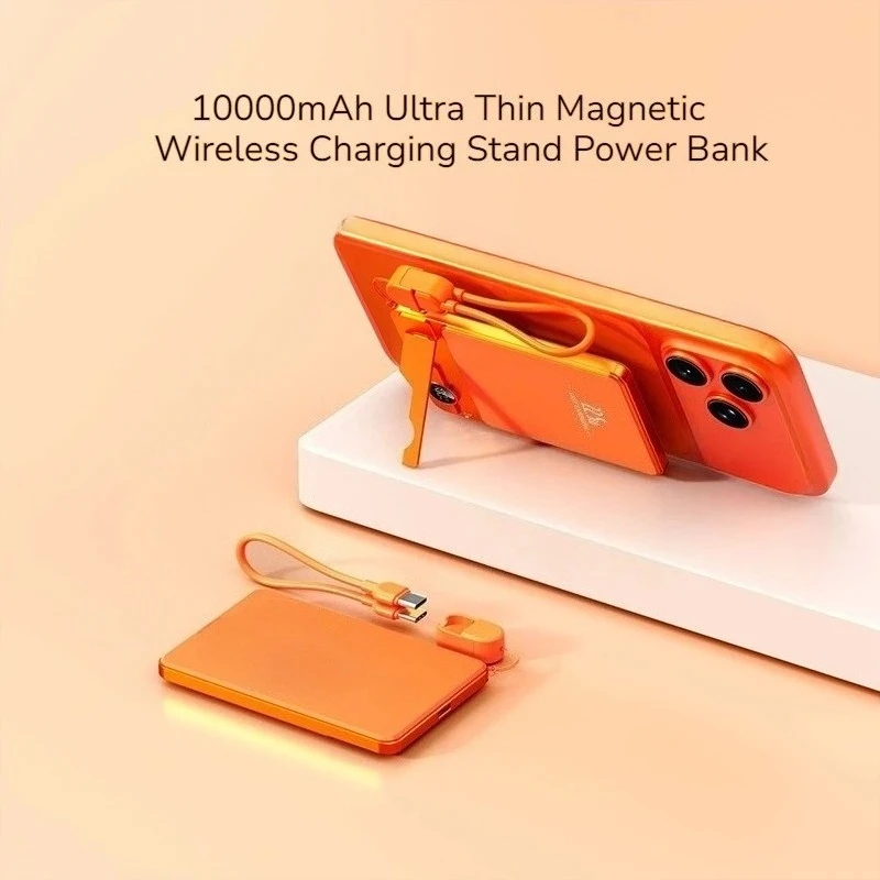 10000mAh Ultra Thin  Wireless Charging Stand Power Bank PD 20W Bidirectional Fast Charging With Lanyard