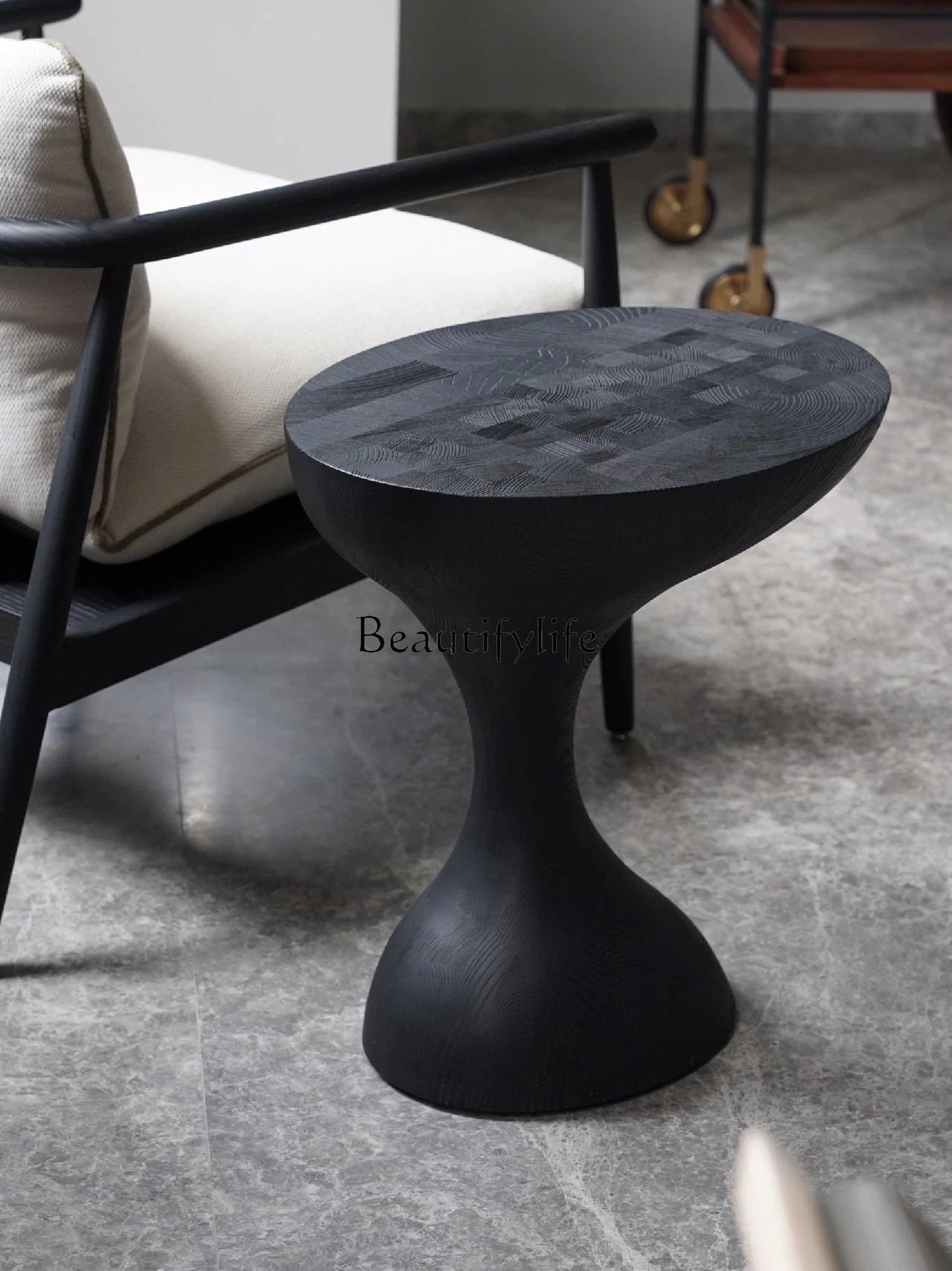 

American-Style Mid-Ancient Solid Wood Side Table Raindrop-Shaped Sofa Irregular Coffee Table