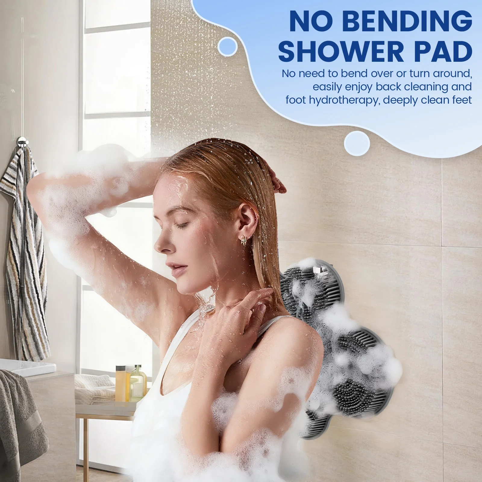 Silicone Foot Scrubber Exfoliating Shower Massage Scraper  Non-slip Wash Foot Pad Massage Shower Mat with Sucker Bathing Tool - view 2