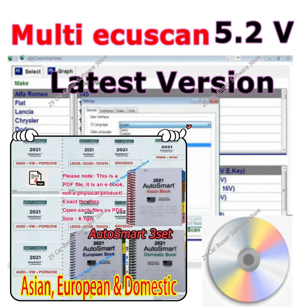 

Sale Multiecuscan 5.2 &3Set AutoSmart Locksmith Repair Manual for European & Domestic Cars Trucks Transponder Services Updated