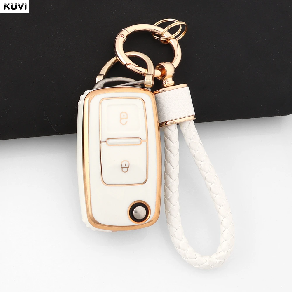 Plating TPU Car Key Case Cover 2 Buttons Shell For VW Volkswagen Golf 4 5 6 Jetta MK4 Bora Passat Polo Bora Touran Skoda Seat view 3