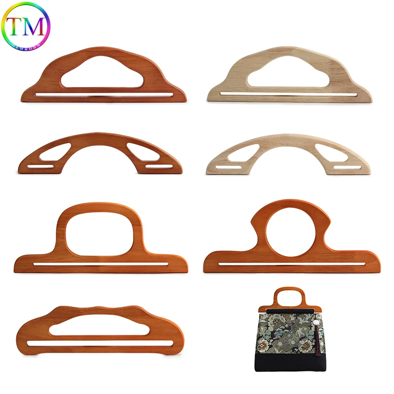 2/10/20Pcs Camel/Natural Classic Solid Wood Bag Handles For Crochet Handbag Shoulder Purse Frame Sewing Brackets Accessories