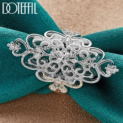 DOTEFFIL 925 Sterling Silver Pattern Hollow Ring For Woman Fashion Wedding Engagement Party Gift Charm Jewelry