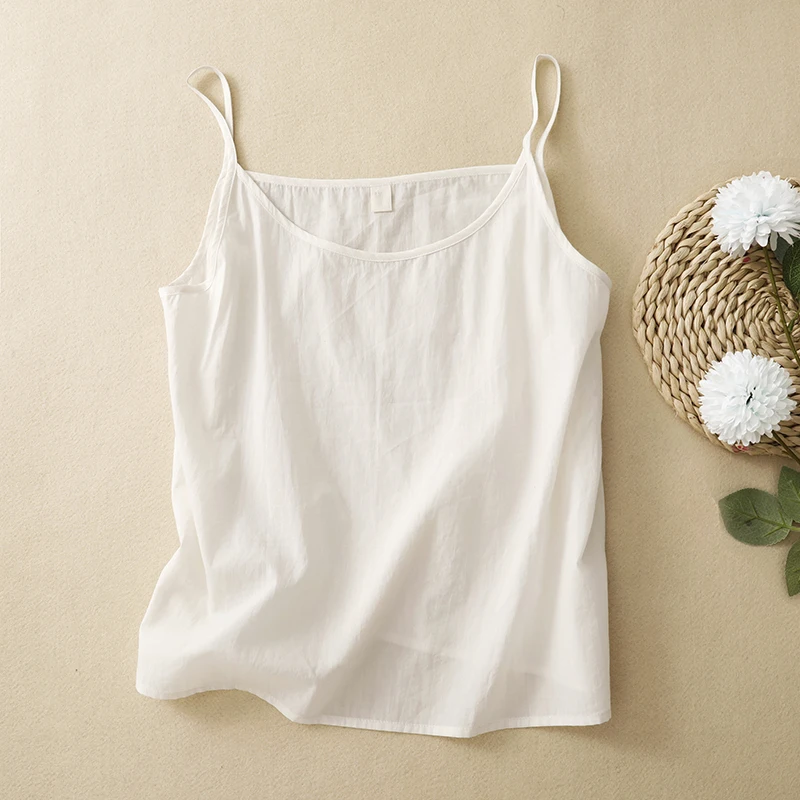 

Casual Loose Bottomless Artistic Pure Color Vest Summer New Style Large Size Women's Fashionable Base Layer Strap Vest