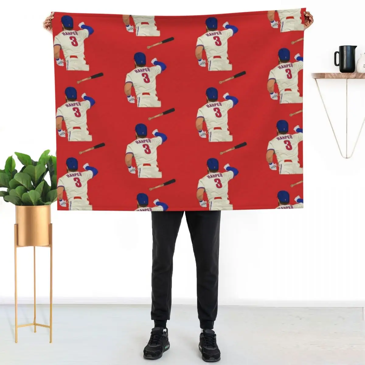 

Bryce Harper Bat Flip Throw Blanket Shaggy Furry Soft Blanket for Bedroom Living Room