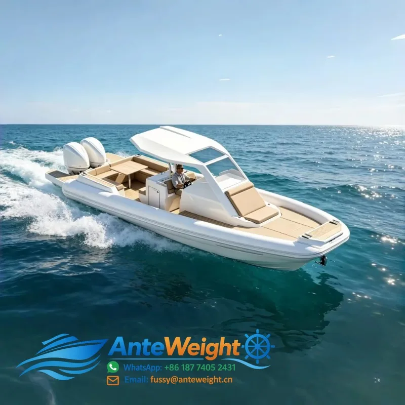 38ft Sport Italian Design Semi Rigid Inflatable RHIB Boat with Twin Outboard Motor