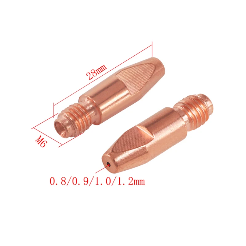 24KD 0.8/1.0/1.2/1.6mm M6*28mm Copper Contact Tips Welding Nozzles for 24KD MIG/MAG Welding Torch Tip M6 For Gas Nozzle