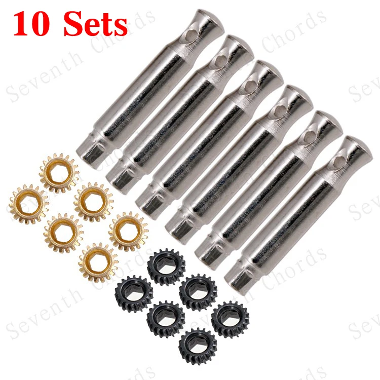 

10 Set Diameter 6mm Pins and 1:18 Gear for Guitar Tuning Pegs Tuners Machine Heads (String Hole on the Top of Pin Concave)