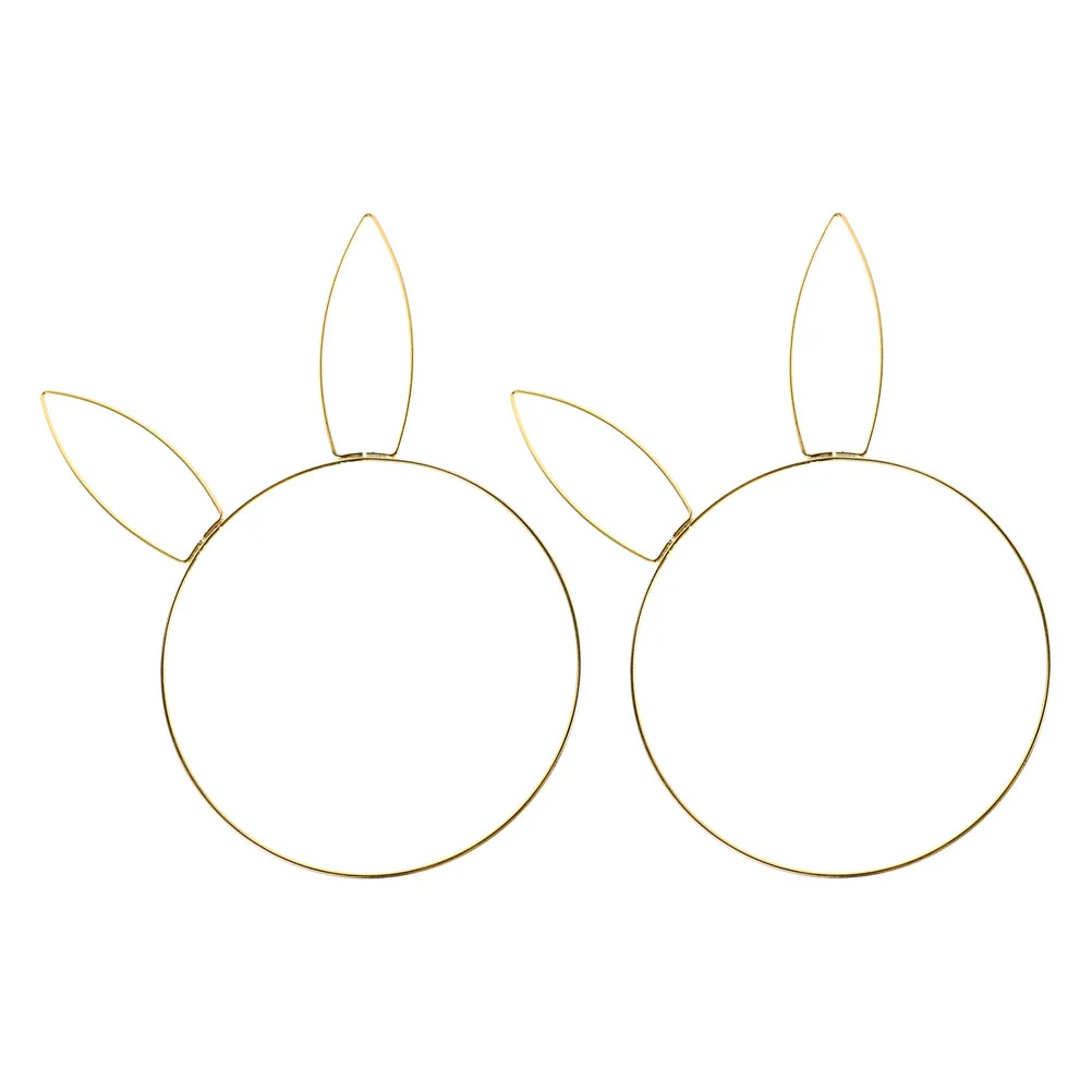 

2 Pcs Round Rabbit Head Hoop Ring Bunny Wreath Iron Metal Napkin Holder Buckles