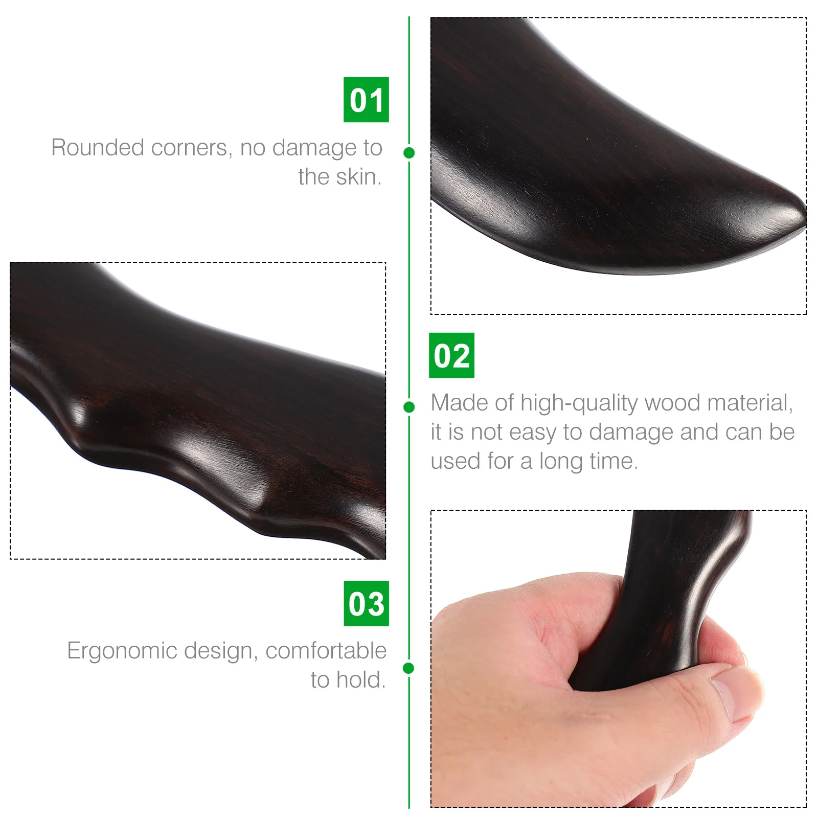 لوح تدليك من خشب الورد غوا شا بتصميم مريح لشد بشرة الوجه ومضاد للتجاعيد وكشط العضلات