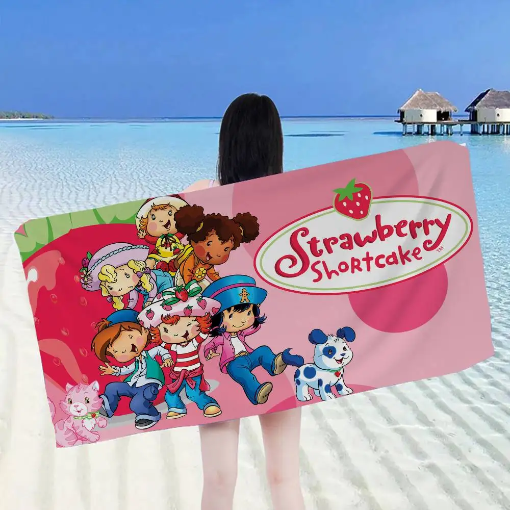 S-Strawberry-shortcake girl Microfiber Beach Towel Absorbent Quick dry Soft Yoga Swimming Resort Mountain Climbing Towel