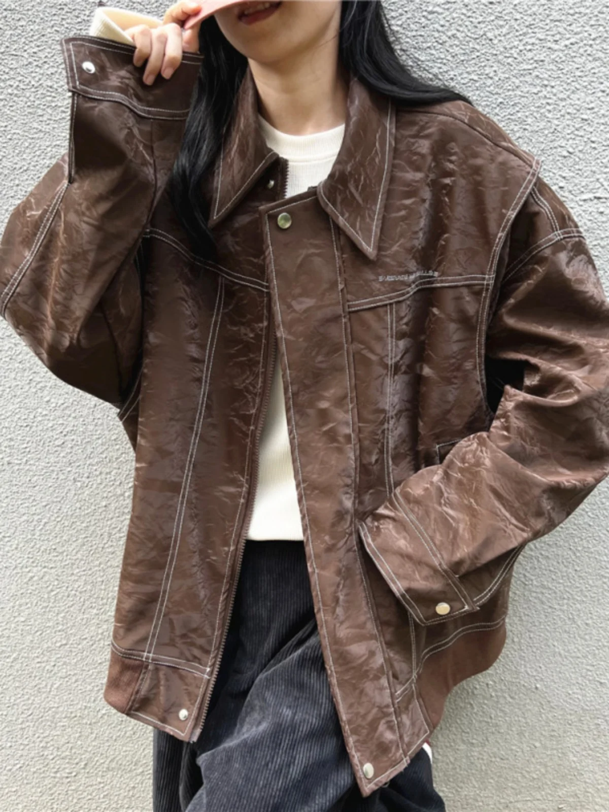 

Кожаный пиджак Miralde из искусственной кожи для мужчин, осенний стиль, американский фасон, уличная мода, рабочая одежда, кожаное пальто