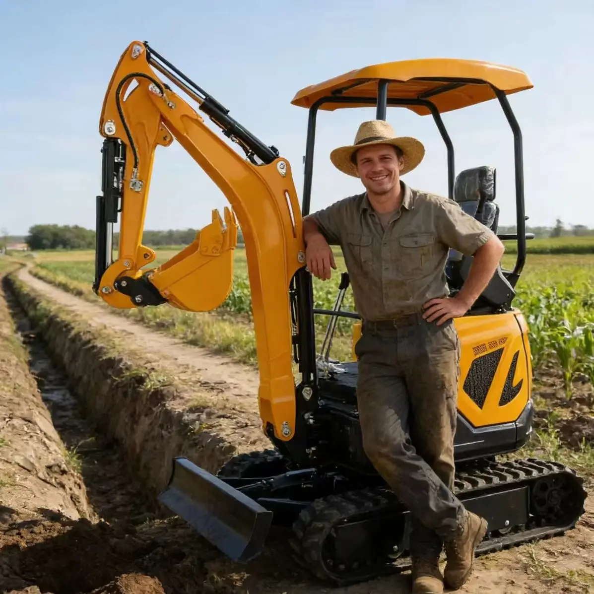 

Индивидуальный мини-экскаватор 1,8 тонны, малогабаритный гусеничный траншеекопатель с двигателем EPA для использования на фермах и в садах