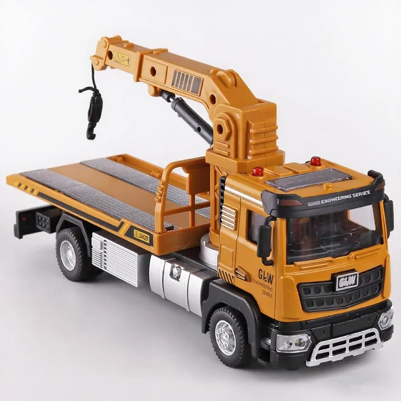 

1:40 Yellow Rescue Car Alloy Diecast Model Engineering Sound Light Pull Back Collection Play Vehicles Toys Gifts For Children