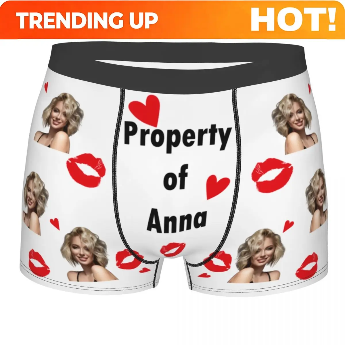Men's  Custom Personalized Face Photo Boxer Briefs Shorts Panties Breathable Underwear Male Novelty Long Underpants