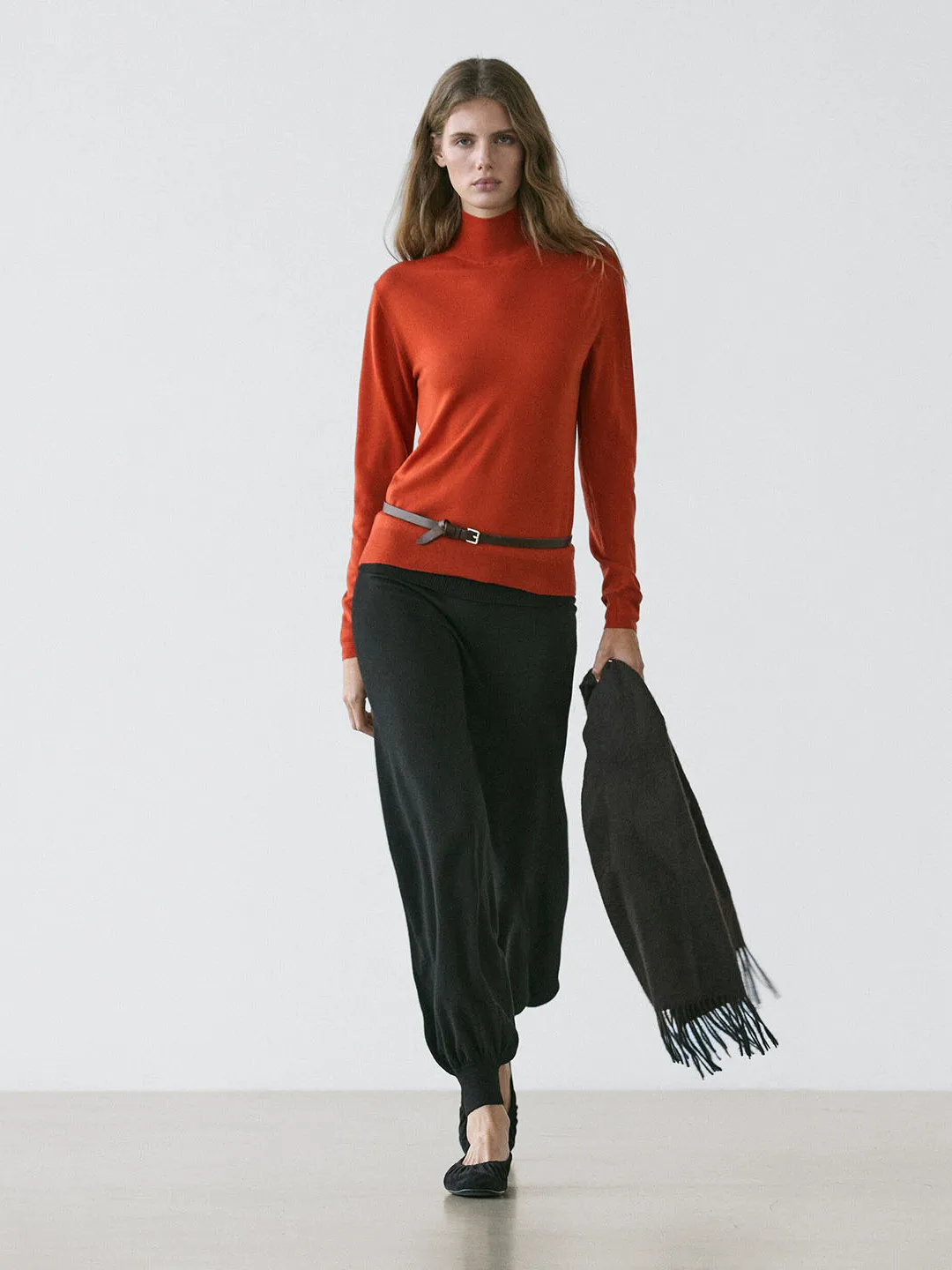 

Женский повседневный вязаный свитер с высоким воротом, длинный рукав, мягкая смесь шерсти, удобный базовый слой, модный топ, новинка осени-зимы