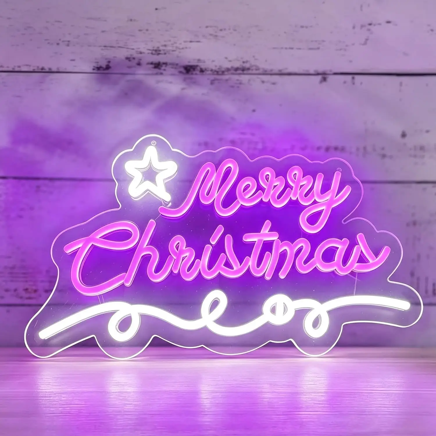 Merry Christmas Neon Sign USB LED Star Wall Light for Bar Bedroom Living Room Party Holiday Aesthetic Decor Gift Night Light  ﻿