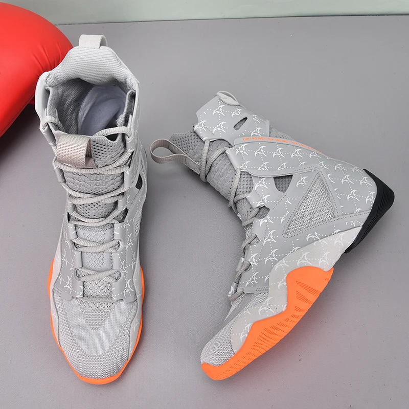 

Brand Mens High Top Anti Slip Wrestling Shoes Competition Training Boxing Shoes Comfortable and Lightweight Sports Shoes for Men