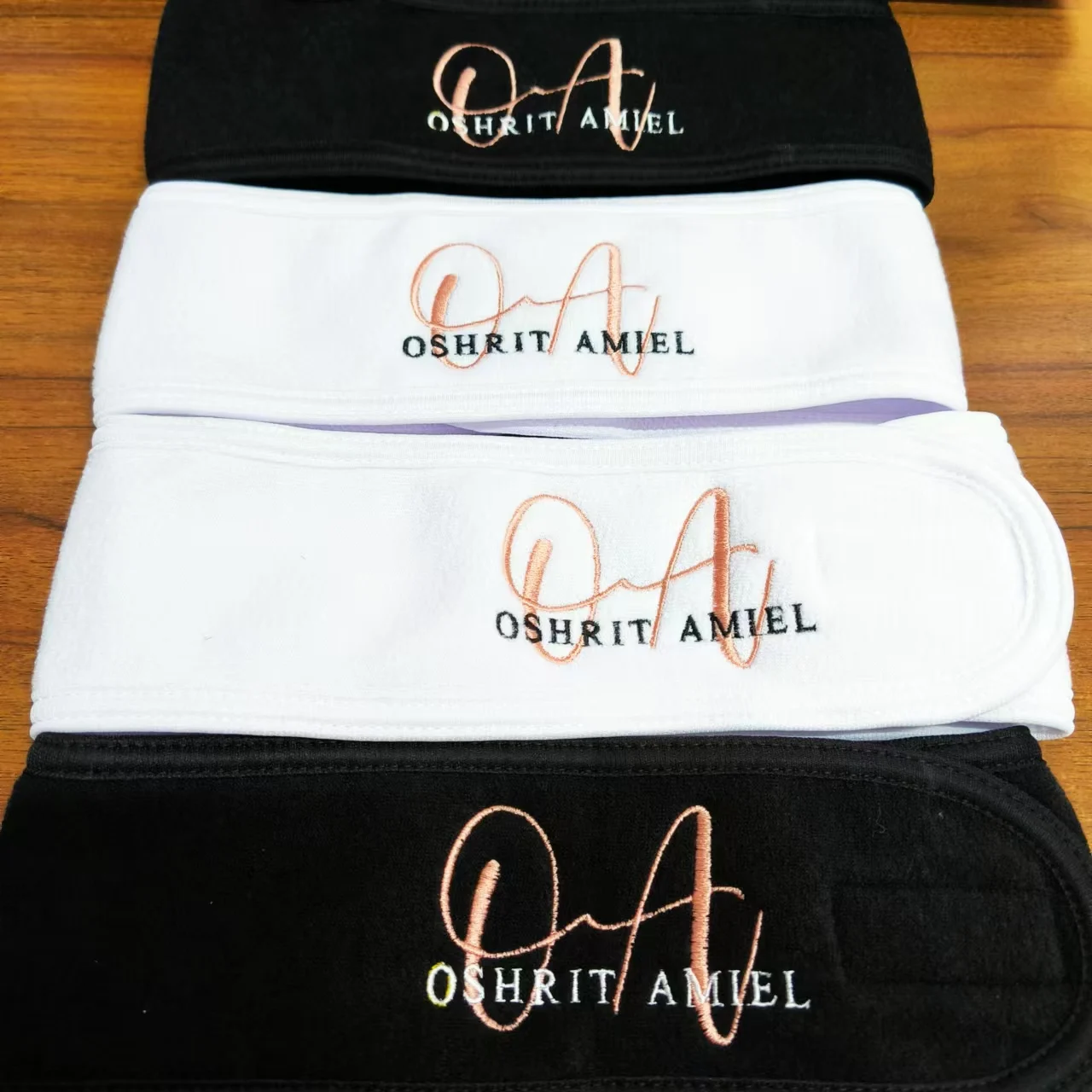 20pcs Custom Embroidery Logo White Hair Band Beauty Salon Towel Spa Headbands Microfibre Black Towels Bathroom Monogram Letters