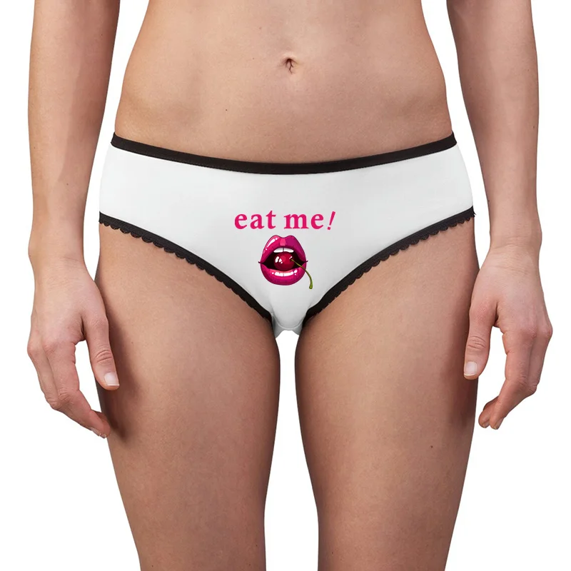 Sexy Lace Panties EAT ME Cherry Lips Cute Underwear for Women Female  Comfortable Briefs Breathable Lingerie Temptation Intimate