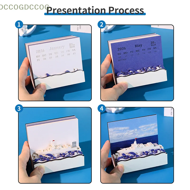 

3D Tear-Away Desk Calendar 2026 Time Piece Design Paper Carving Art Memo Pad Notepad Gift for Christmas And Housewarming