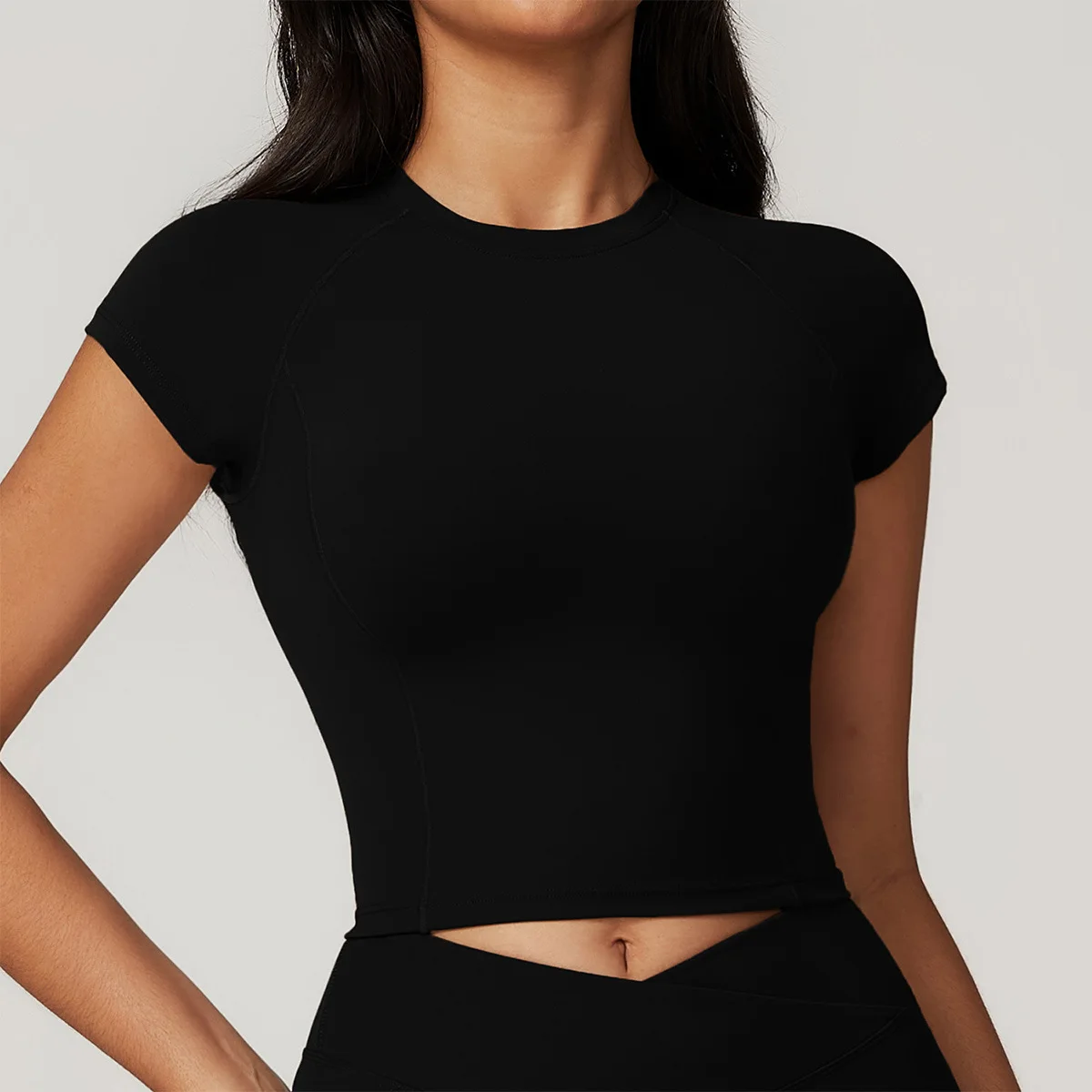 Naked Feeling Women's Yoga Top Short Flutter Sleeve Quick-Dry Seamless Sport T-Shirt for Fitness Gym Active Wear