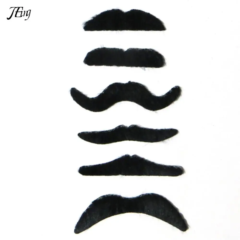 6PCS/Set Black Costume Party Halloween Fake Mustache Moustache Funny Fake Beard Whisker