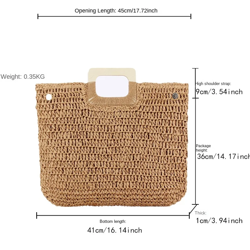 Vintage hand-woven bag large capacity portable hollow straw bag ins seaside holiday beach bag