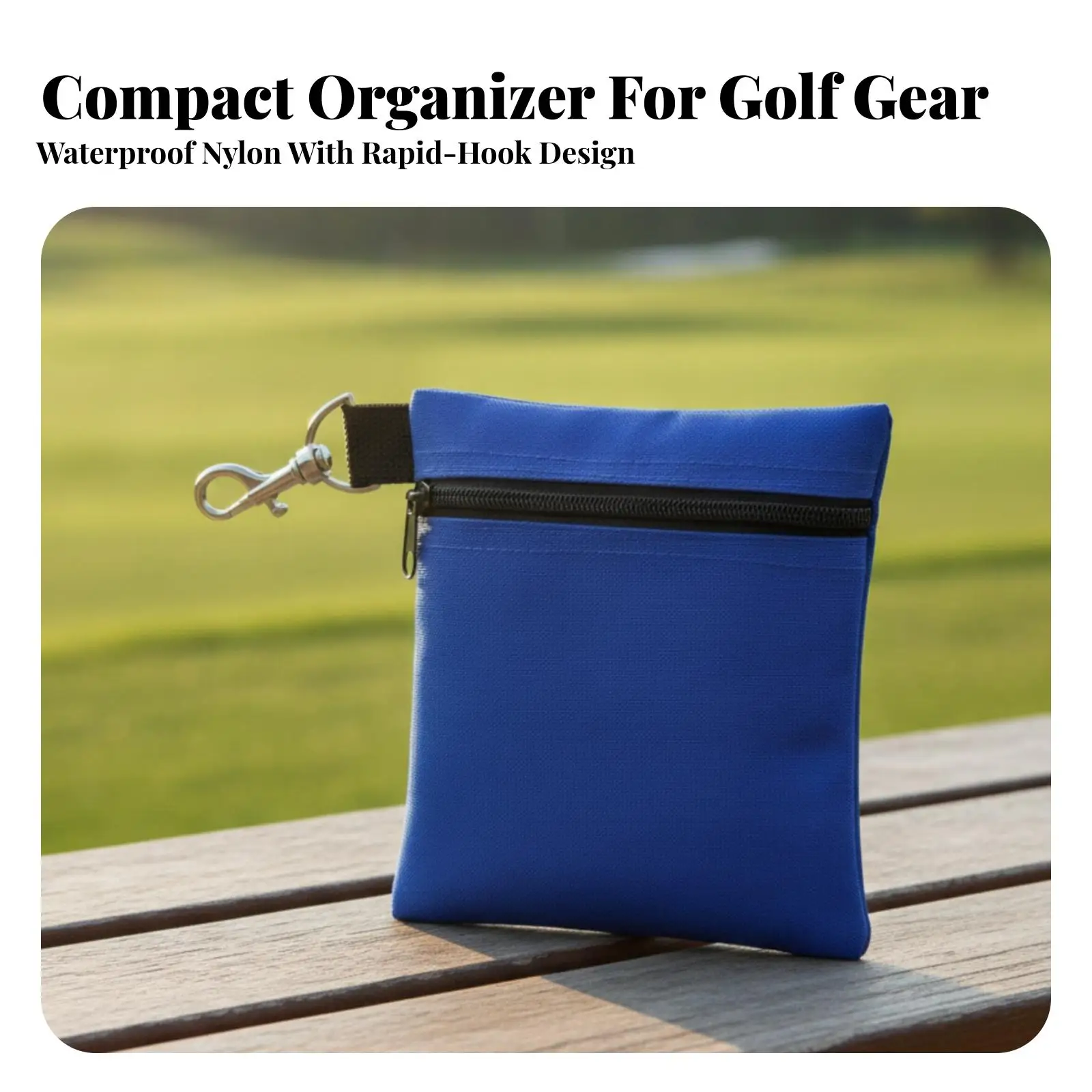 Golf Tee Storage Pouch Nylon Compact Zippered Bag with Hanging Strap for Golf Bag Cart Belt Use