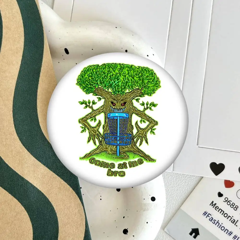 Disc Golf Tree Design Come At Me Bro Round Badge Creative Brooch Clothing Backpack Accessories Lapel Pin