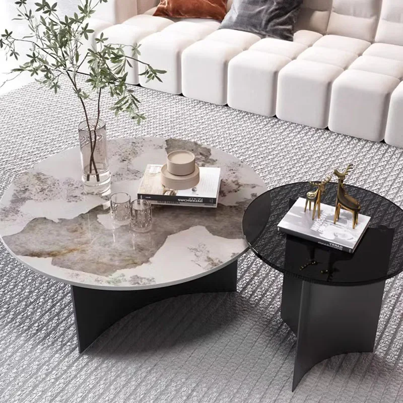 

Living Room Coffee Table Modern Nordic Round Italian Coffee Table Korean Nordic Black Colours Marble Top Luxury Mesa Furniture