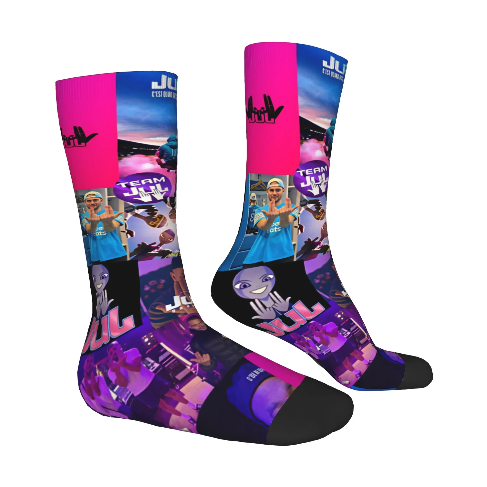 Rapper J-JuL French Popular Singer Dress Socks for Men Women Warm Fashion Novelty  Crew Socks