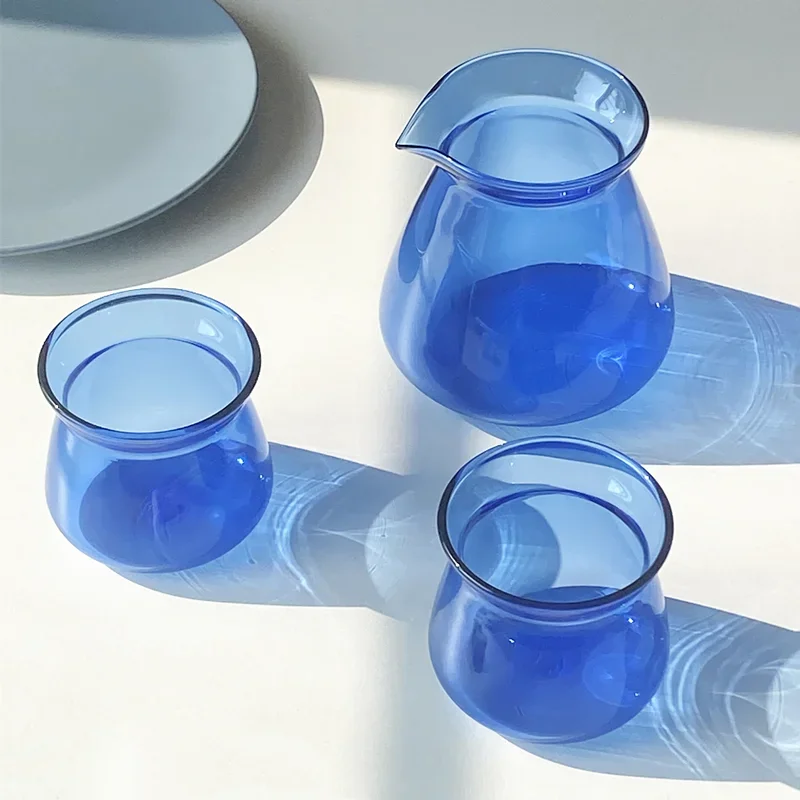 Hot Drip Coffee Server Hand-brewed Coffee Pot Blue Grey Clear Mugs Cold Heat Resistant High Borosilicate Glass Coffee Cup