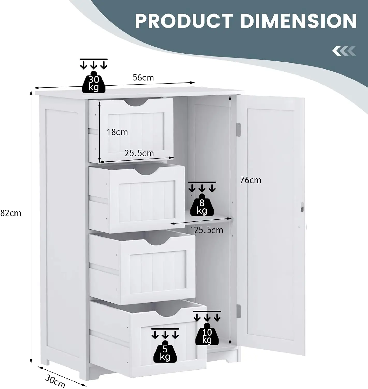 **/Bathroom Storage Cabinet With Single Door & 4 Drawers