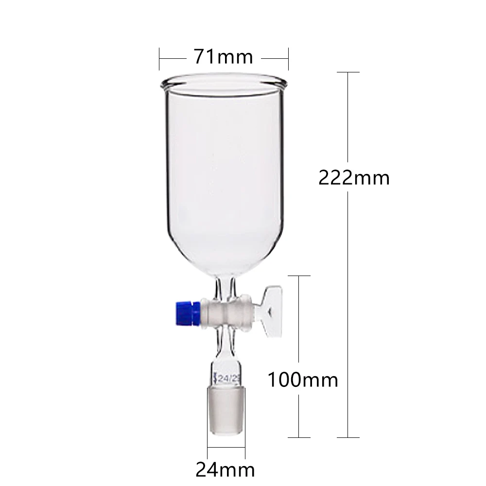 Embudo de vidrio cilíndrico de interfaz estándar (con pistón de vidrio) instrumento de experimento químico de 50-200 ml