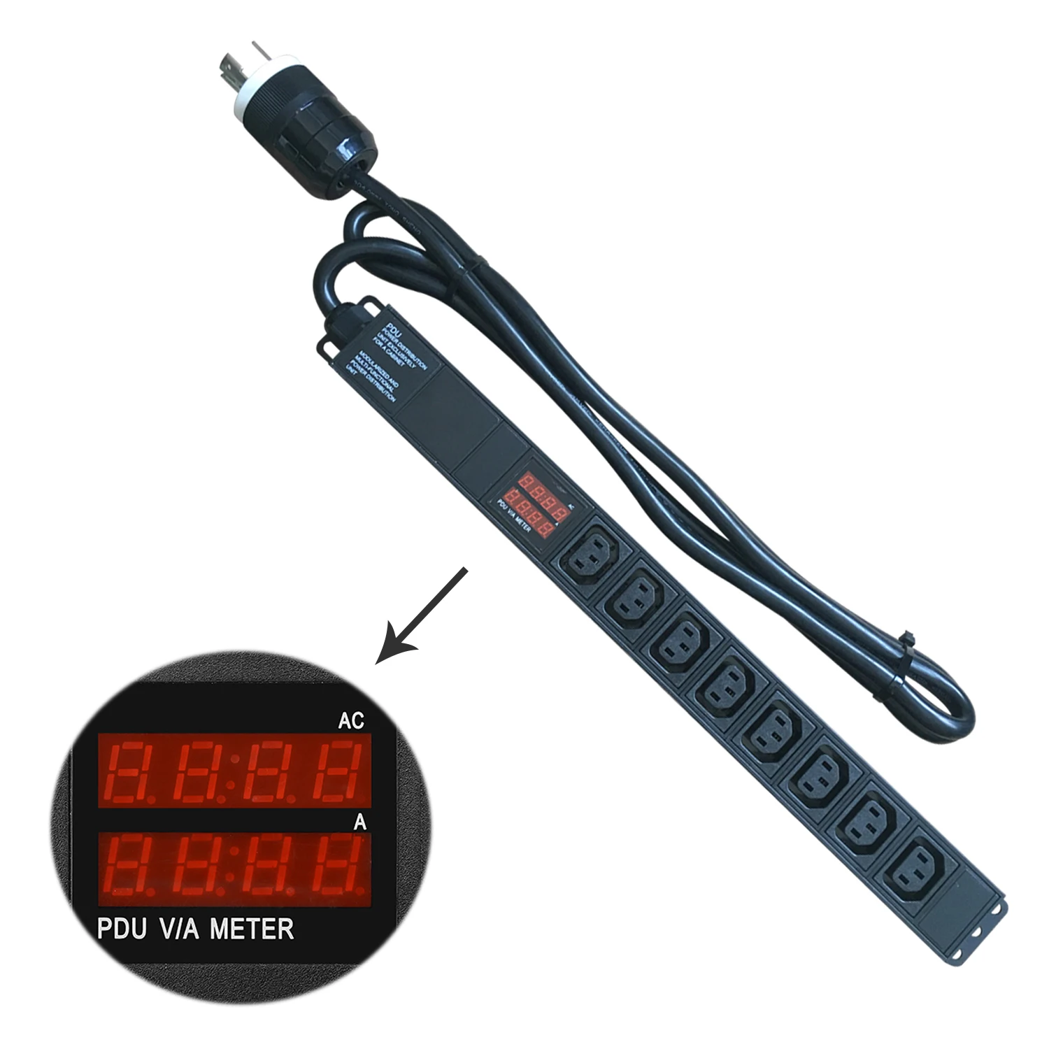 

30A Best Digital Meter With L6-30P Plug 220V 8 Outlets Rack 240v C19 C13 Meter PDU