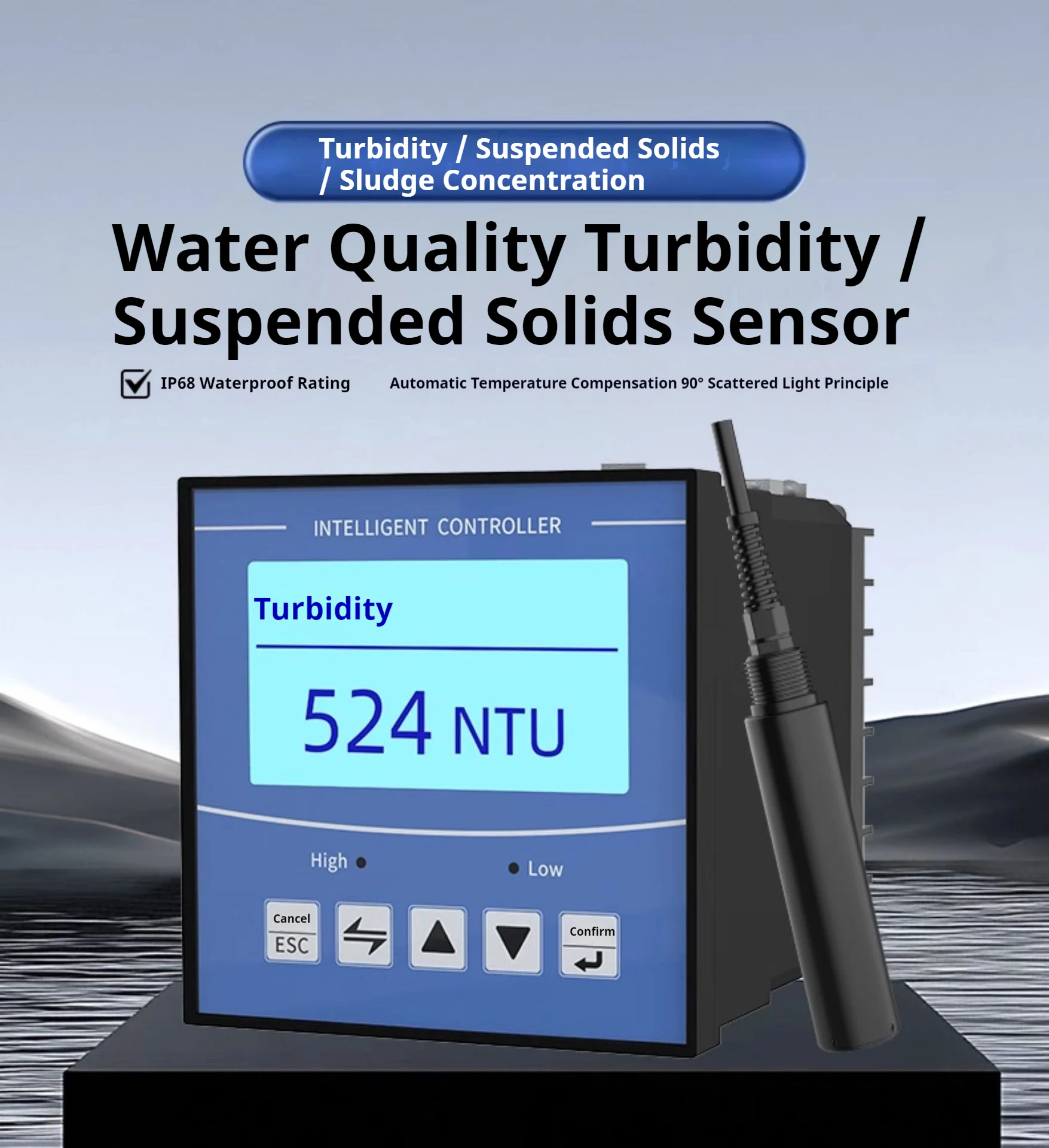 

Turbidity Sensor Detector Turbidity Sludge Concentration Meter MLSS DC 10V-30V Suspension Water Quality RS485 Transmitters