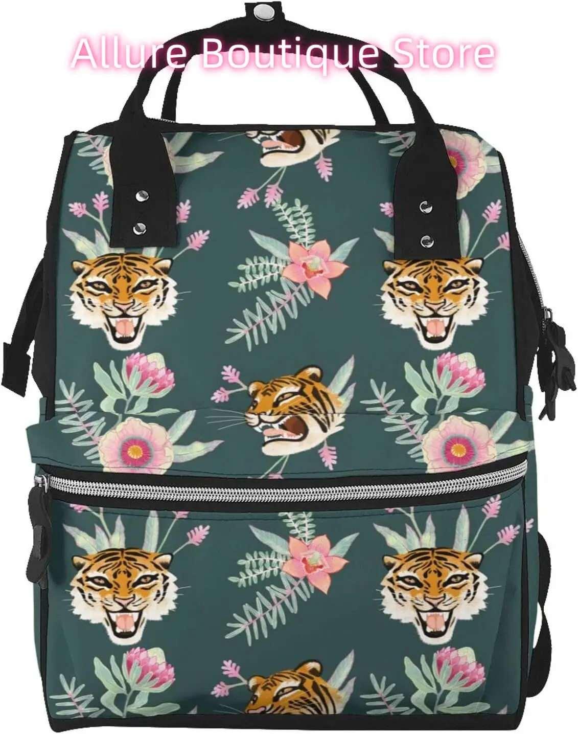 

Tiger Flower Diaper Bag Backpack for Women Large Capacity Nappy Bag Multifunction Waterproof Mummy Backpacks for Mom Dad Essenti