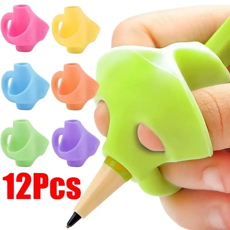 12-1Pc Student Learning Practice Writing Pencil Grips for Kid Handwriting Aid Grip Posture Correction Three-Finger Pencil Holder