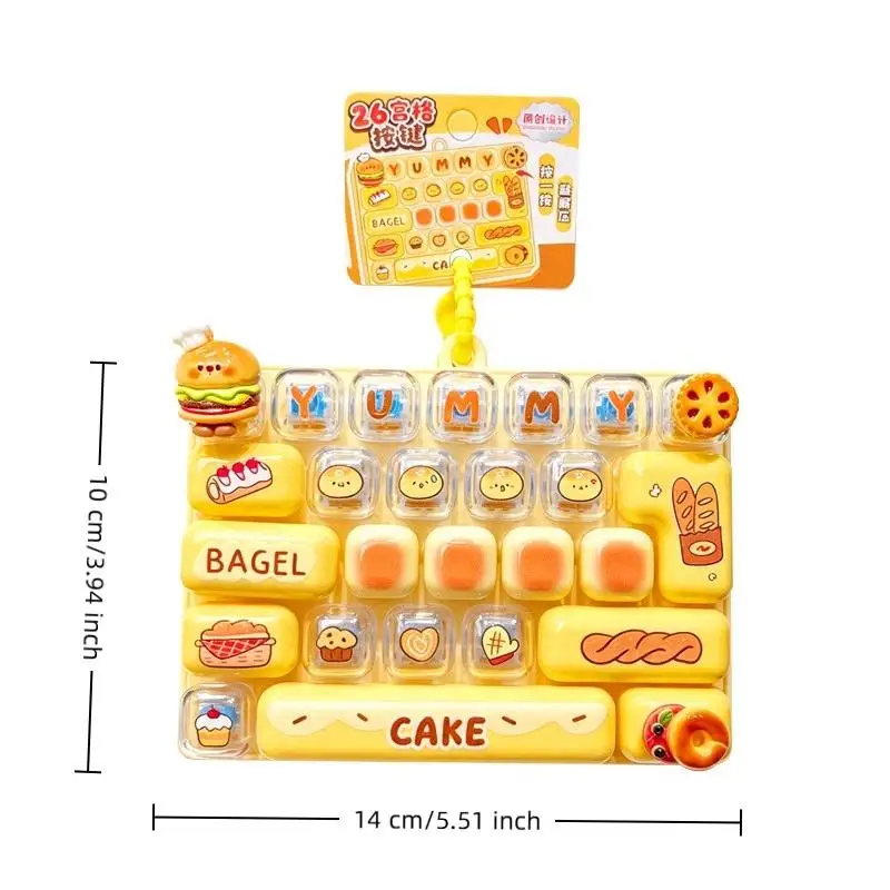 Mini Burger Bagel Decompression Fidget Toy 1Pcs 26 Key Click Button Keychain Cute Stress Reliever for Kids Birthday Gifts view 6