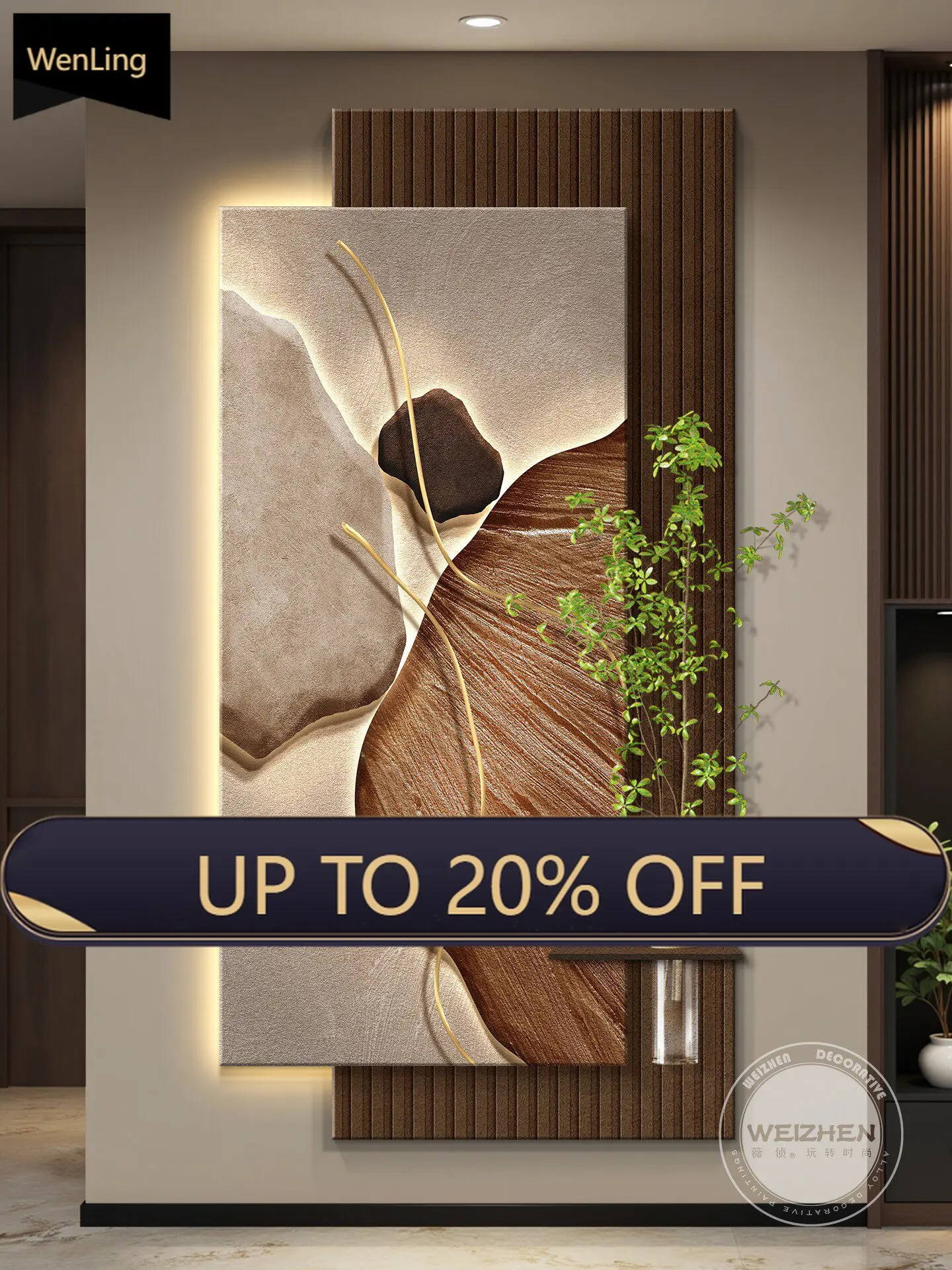 Light Luxury LED With Lights, Entrance Decoration, Corridor, Corridor, Hanging Murals, Simple Modern And High-End Feeling