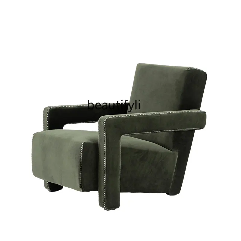 Utler Leisure Chair Classic Designer Model Simple and Comfortable Suede Armchair