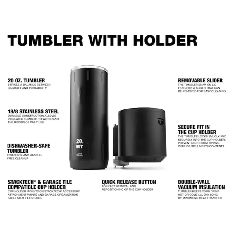 

【HAPPYH】TB-B1-A-52 Vacuum Cup STACKTECHP 20Oz Tumbler & Holder 600Ml Porte-Gobelet Double-Layer Vacuum Lnsulation Cup