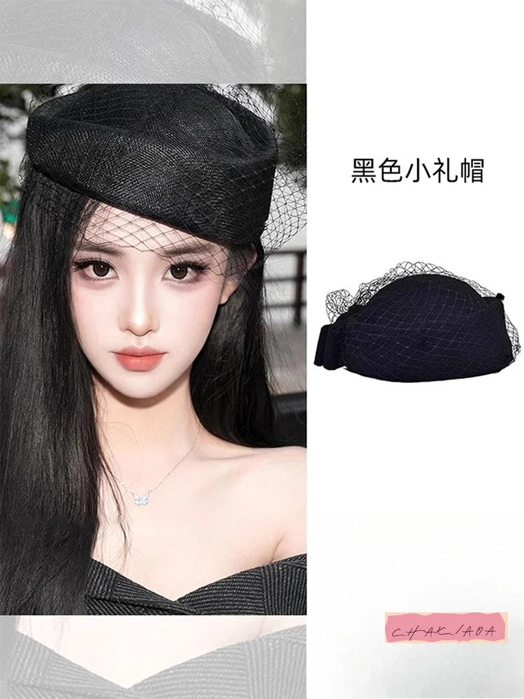 

Элегантная шляпа для дочери из Китая в стиле французского Хепберн, черная сетка, модный подарочный берет с плоским верхом, осенне-зимний женский берет