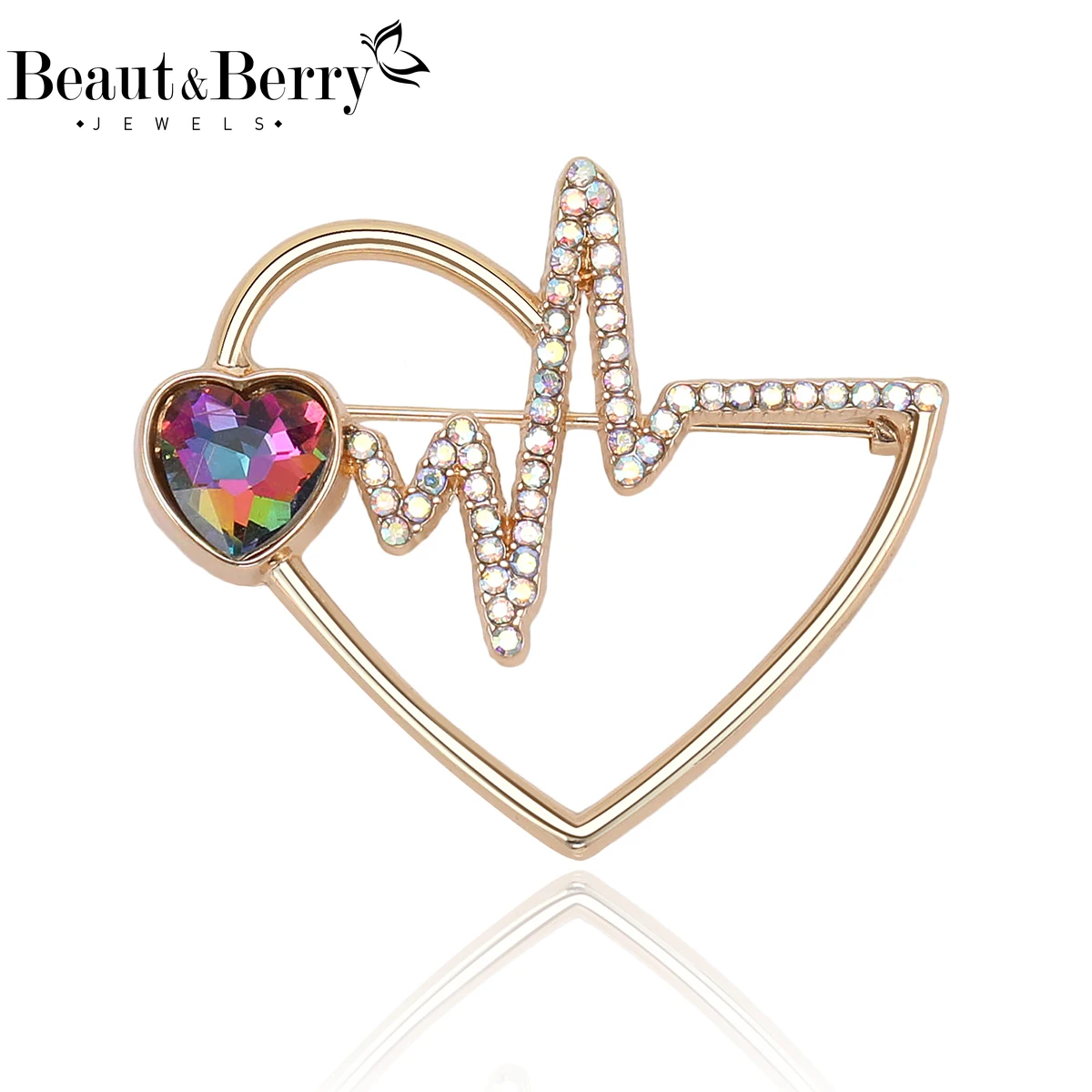 Beaut&Berry Trendy Hollow-Out ECG Brooches for Women Unisex Medical Pins Casual Party Jewelry Accessories Gifts Decoration